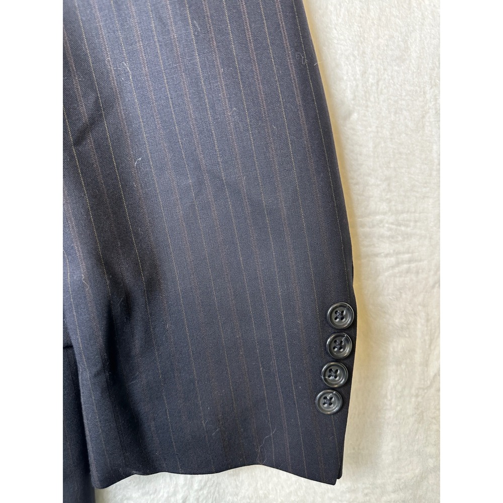 Pronto Uomo Mens Pinstripe Suit 44 Tall 39W Navy Blue Worsted Wool 2pc Canada - Picture 11 of 15